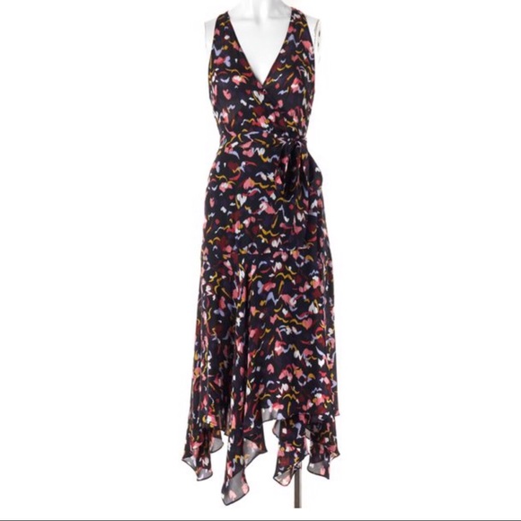 HP π ALC Roslyn Wrap dress silk heart print 4 - Picture 8 of 8